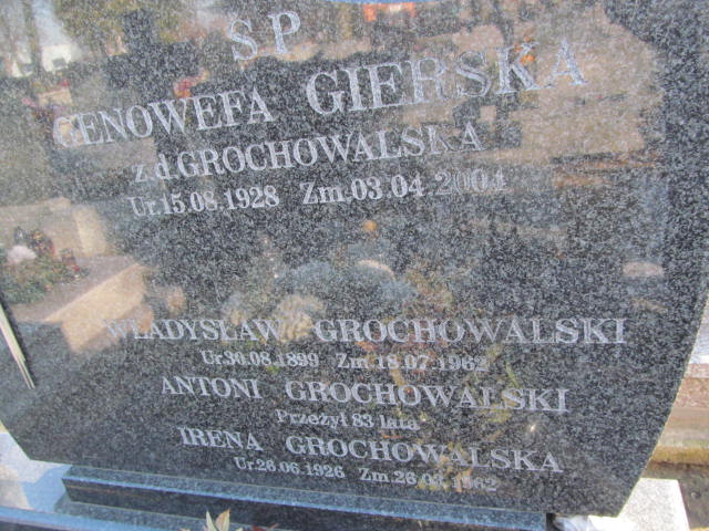 Irena Grochowalska 1926 Lubawa paraf. - Grobonet - Wyszukiwarka osób pochowanych